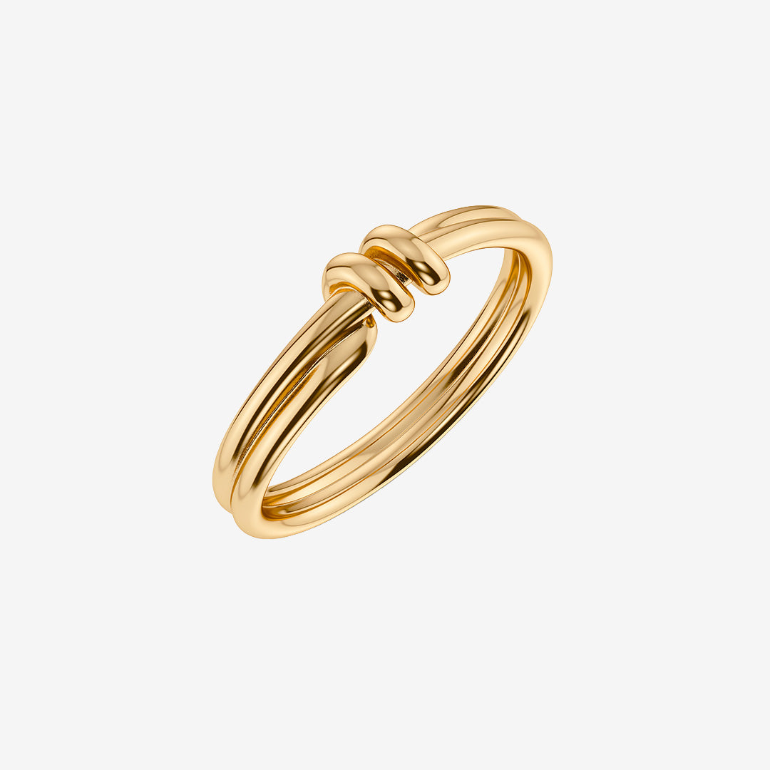 Guldpläterad ring i rostfritt stål med spiralform – Swivel