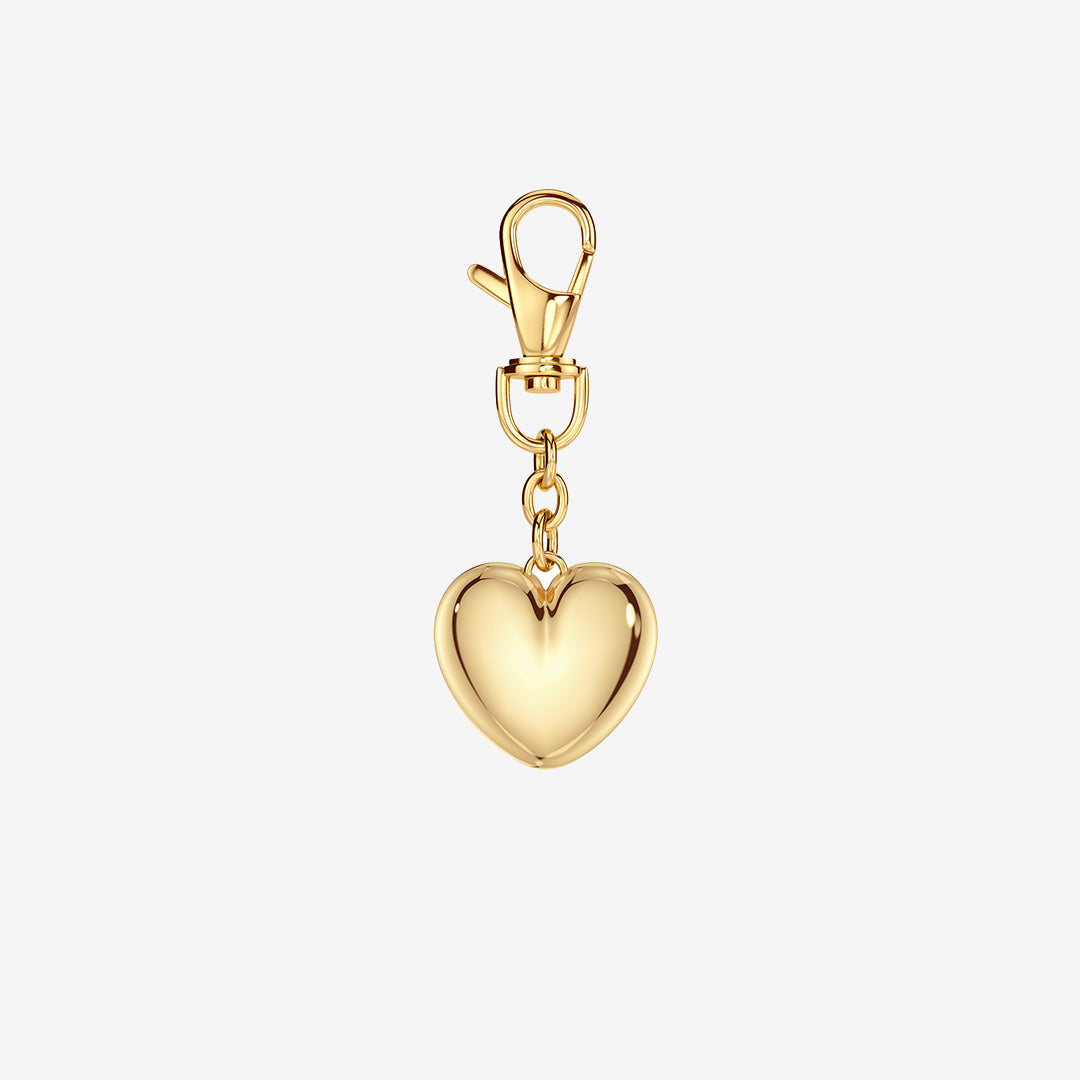 Barley bag charm gold – stor hjärtformad bag charm i blank 14K guldplätering