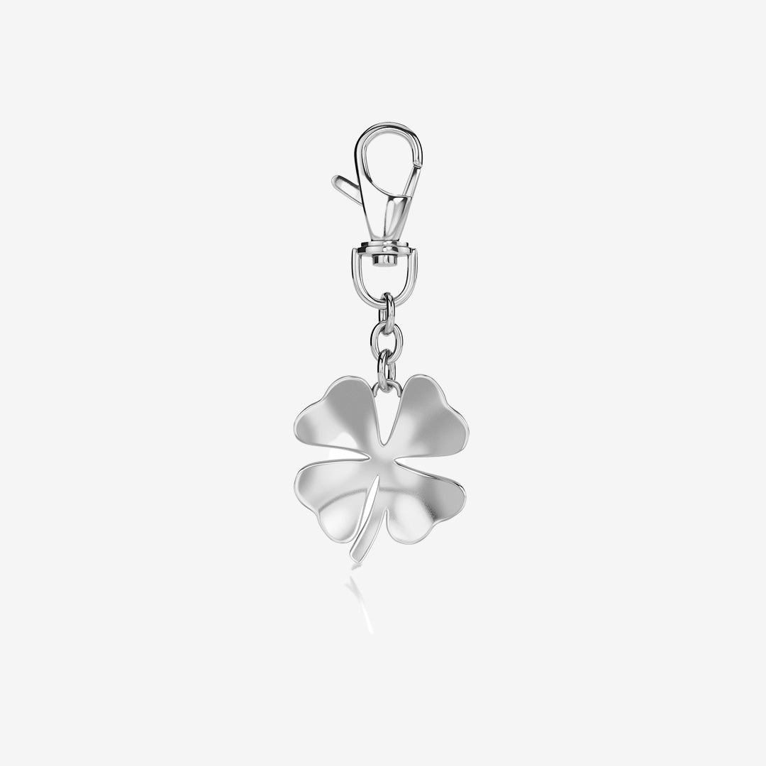 Lucky bag charm steel – blank fyrklöver i rostfritt stål som väskaccessoar