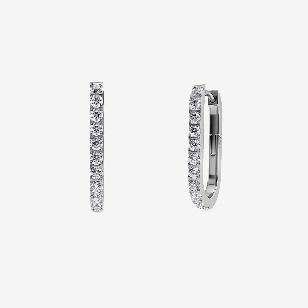 Inez stora hoops i blankt rostfritt stål med glittrande stenar