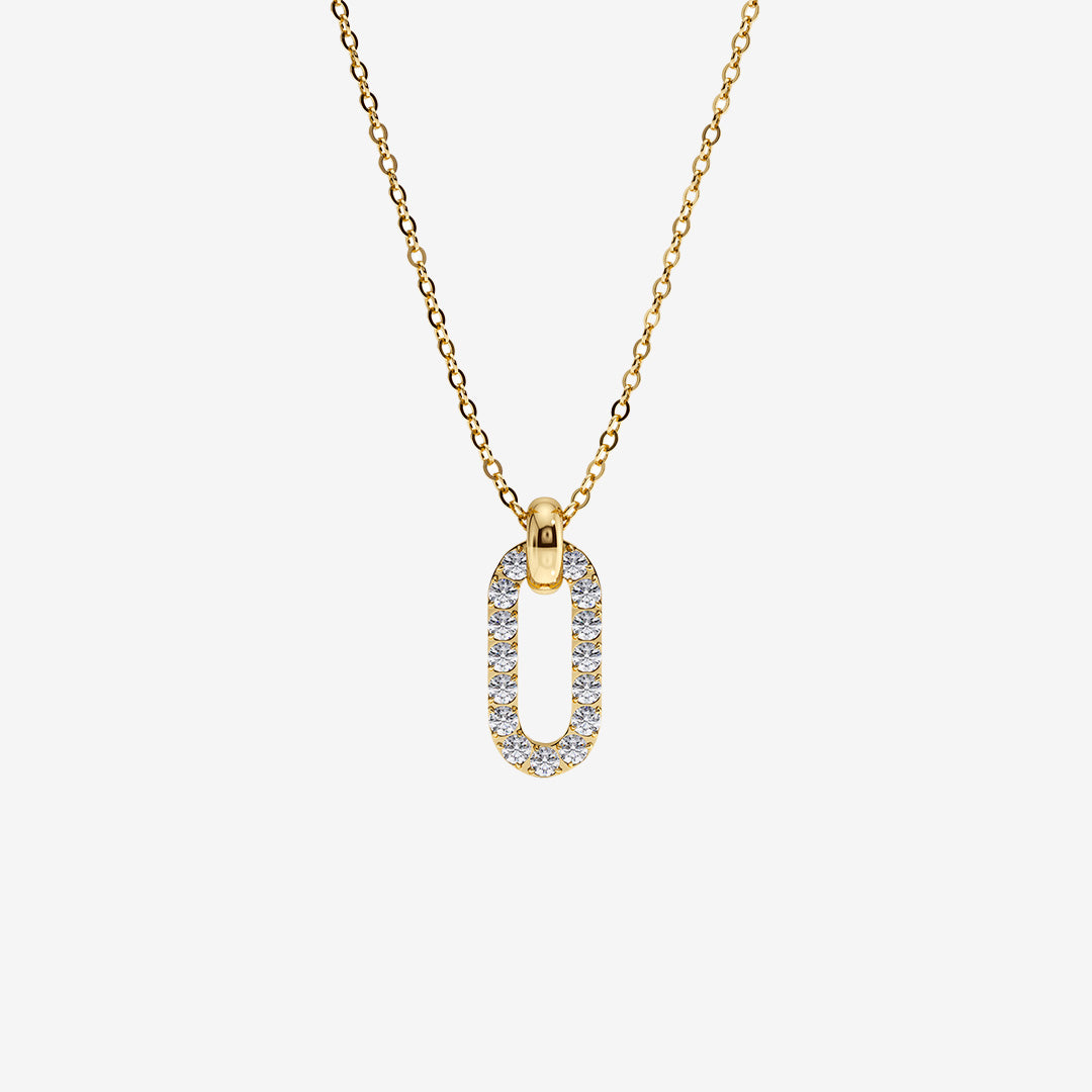 Inez halsband i 14K guldpläterat rostfritt stål med fasettslipad ankarkedja och glittrande stenar