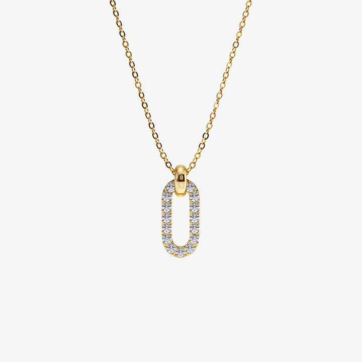 Inez halsband i 14K guldpläterat rostfritt stål med fasettslipad ankarkedja och glittrande stenar