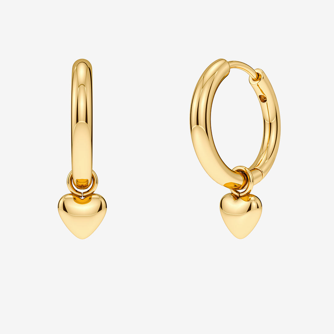 Edblad Barley Petite Hoops Gold guldpläterade örhängen med hjärta 131836