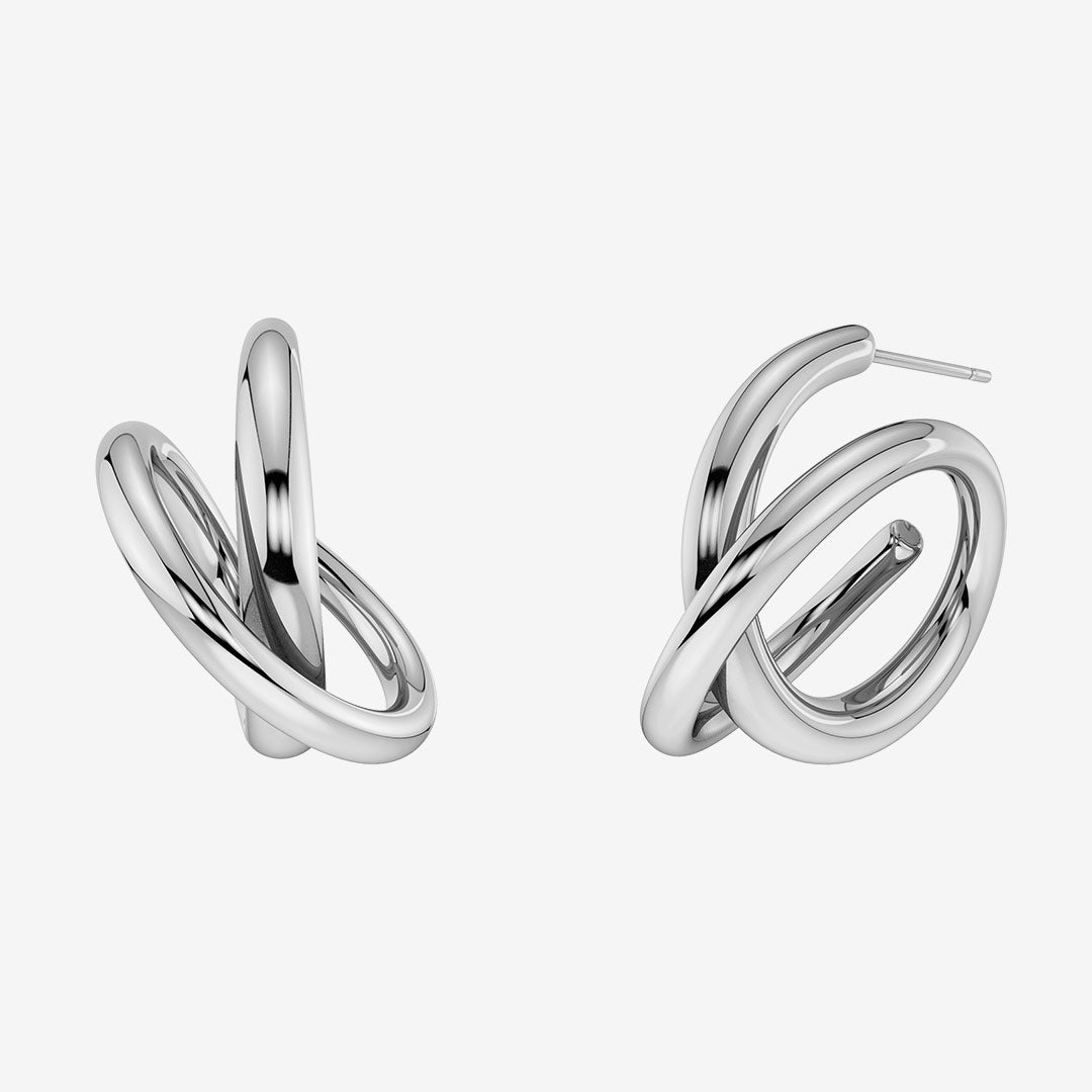 Edblad Nouveau Hoops L Steel stora silverfärgade örhängen 131919