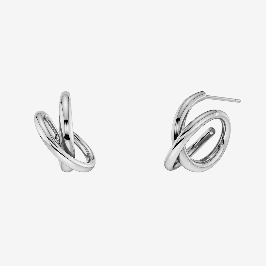 Edblad Nouveau Hoops S Steel små silverfärgade örhängen 131921