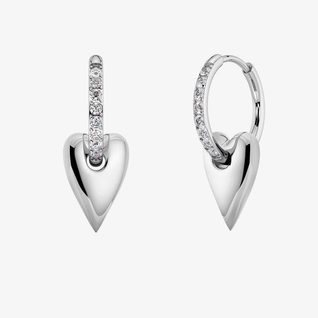 Edblad Amore Sparkle Hoops S Steel silverfärgade örhängen med hjärta 132230