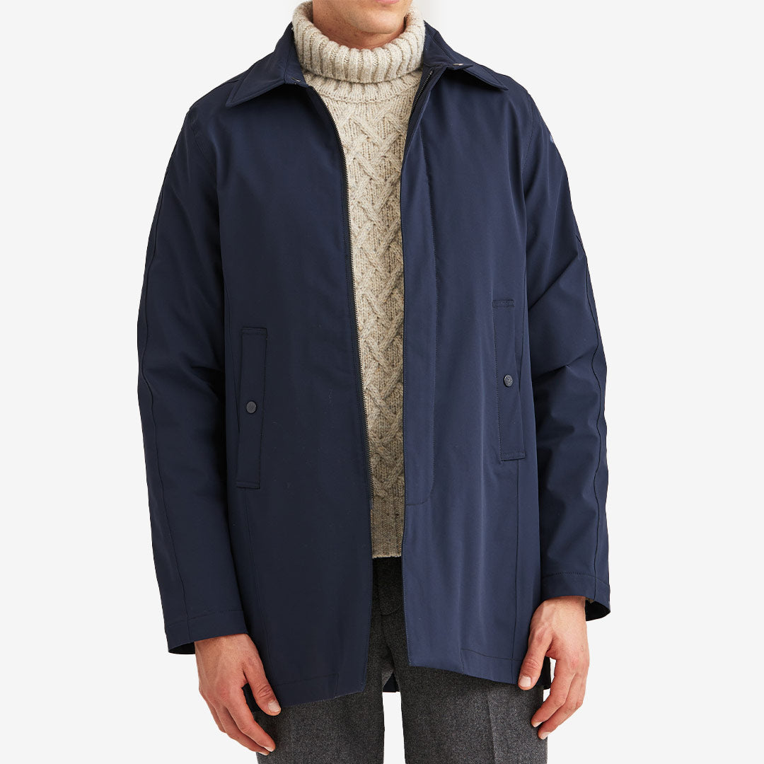 Morris Grant Car Coat – navyfärgad rock i klassisk car coat-design