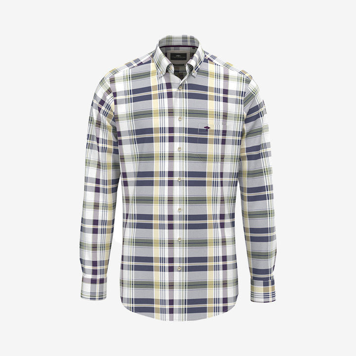 Fynch-Hatton Colorful Check Button Down Shirt aubergine rutig bomullsskjorta herr