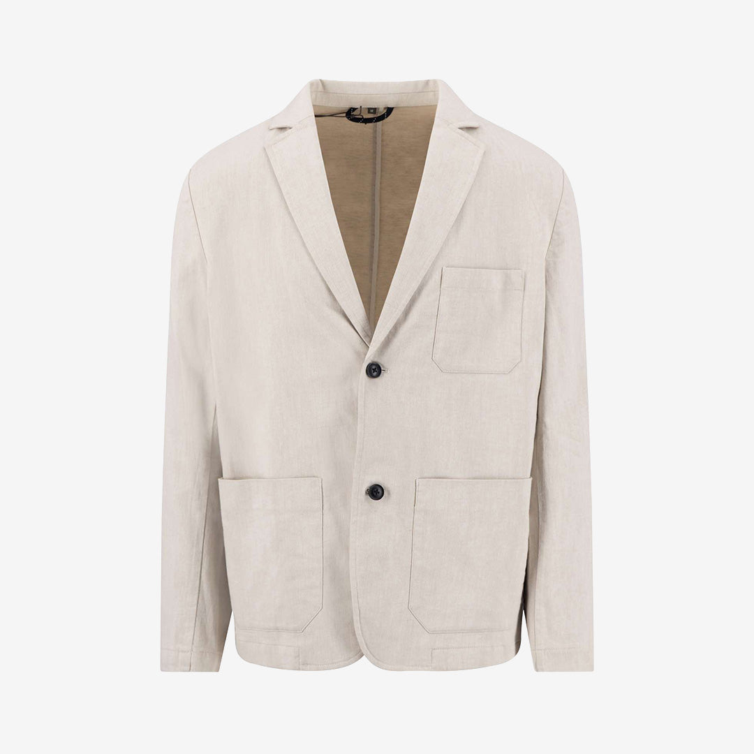 Fynch-Hatton Twotone Structure Blazer 834 Stone herrkavaj i bomull och linne