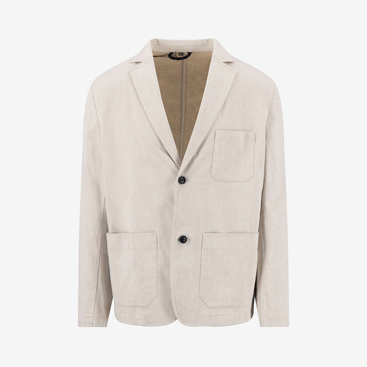 Fynch-Hatton Twotone Structure Blazer 834 Stone herrkavaj i bomull och linne