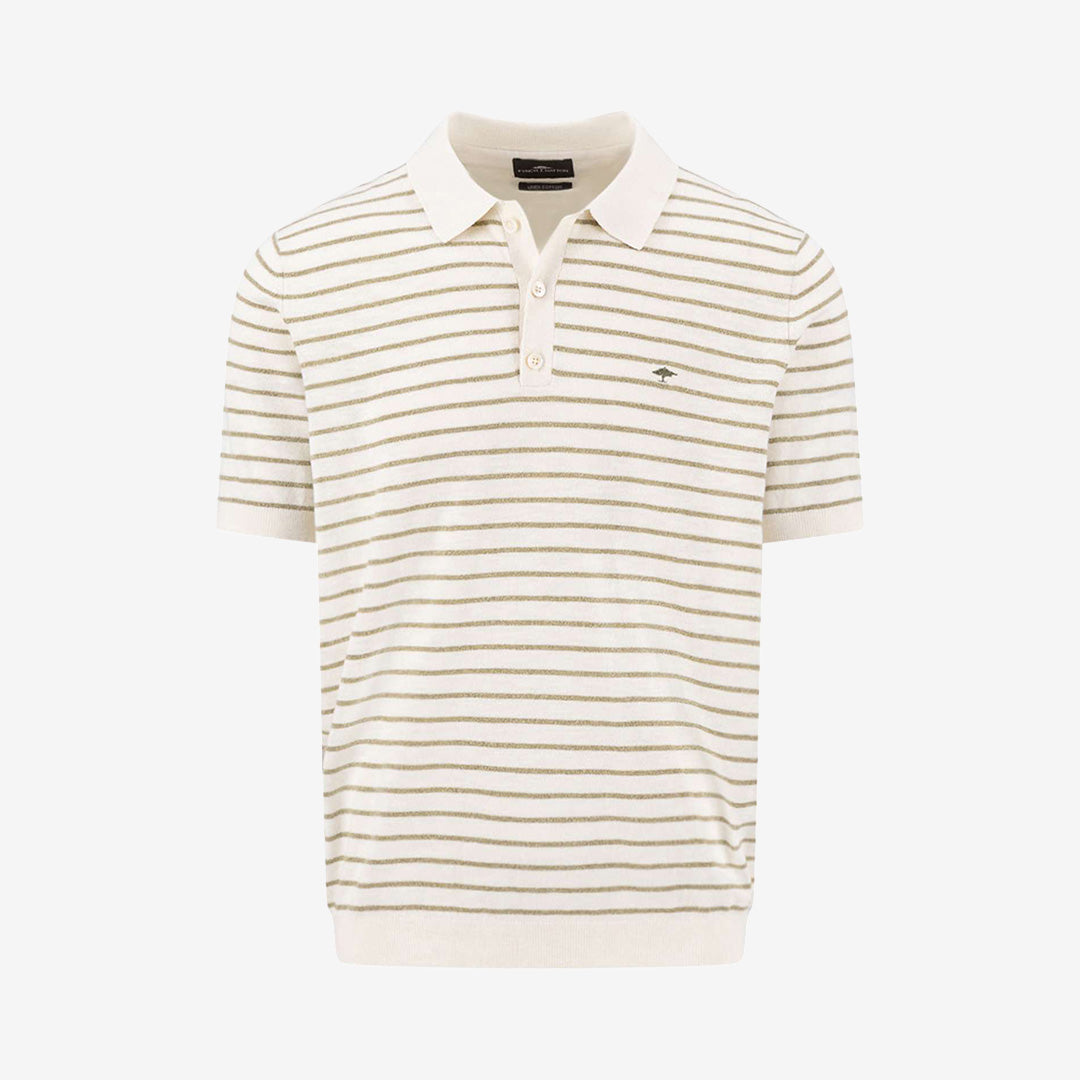 Fynch-Hatton randig piké 824 New Offwhite i bomull och linne för herr