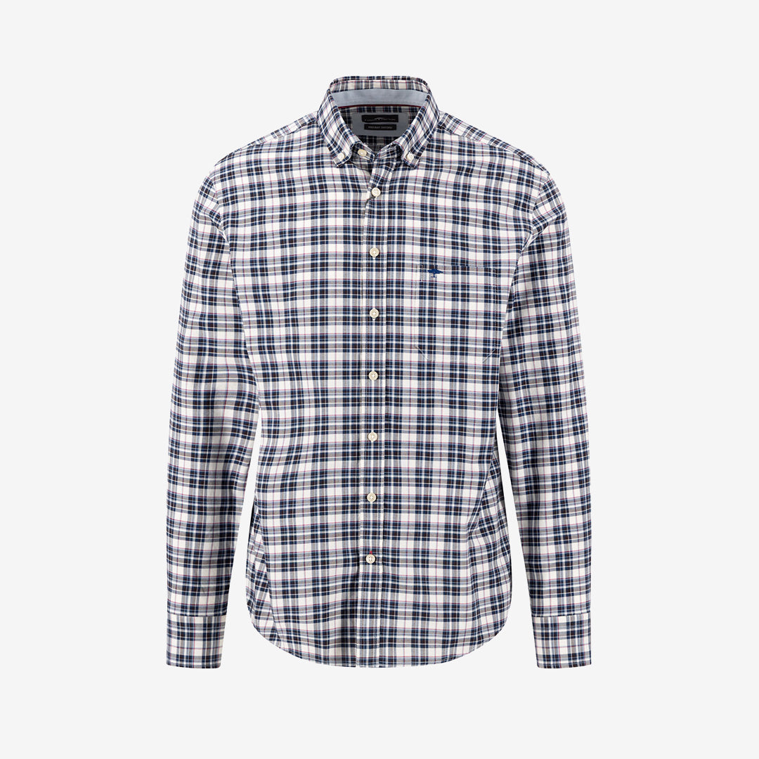 Fynch Hatton Multicolor Oxford Check B.D. skjorta i Soil med mångfärgat rutmönster och button down-krage.