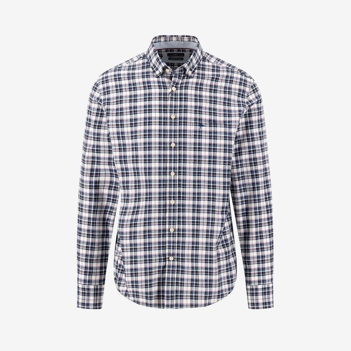 Fynch Hatton Multicolor Oxford Check B.D. skjorta i Soil med mångfärgat rutmönster och button down-krage.