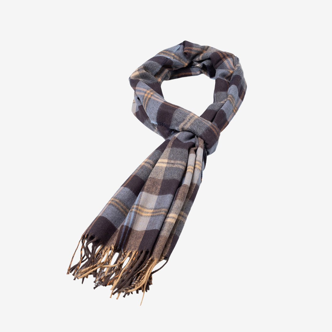 Fynch Hatton Soft Check Scarf halsduk i Ink Blue med klassiskt rutmönster och mjuk kvalitet.