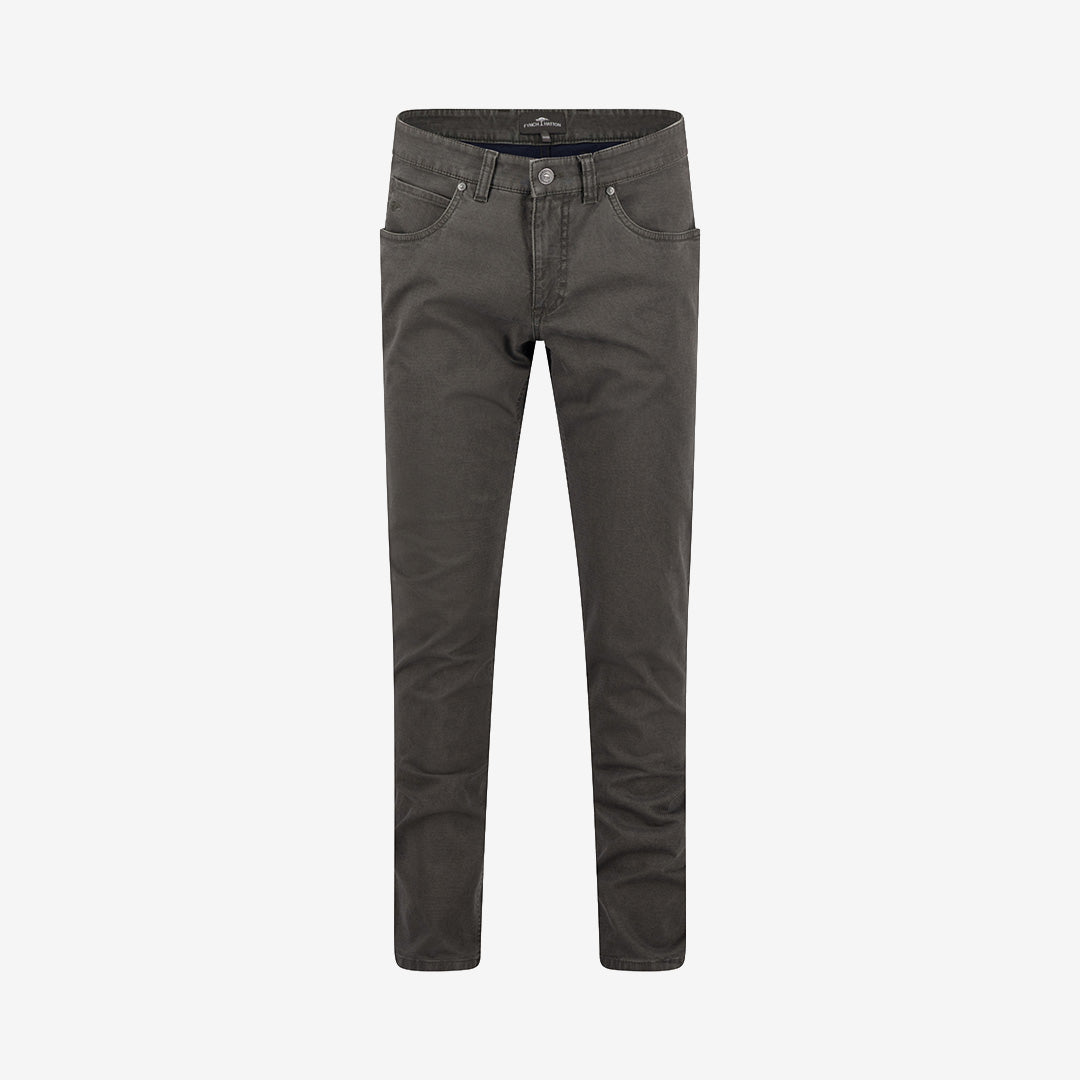 Fynch Hatton Microprint 5-Pocket byxor i Cypress med klassisk 5-pocket-design och stretchig bomullskvalitet.