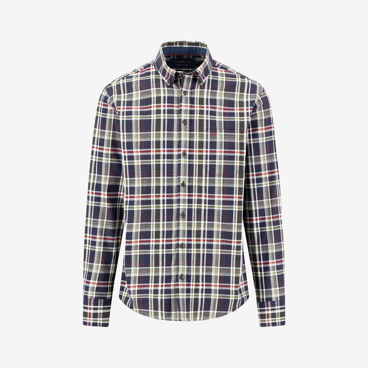 Fynch Hatton Colorful Flannel Check B.D. skjorta i Moss med färgstarkt rutmönster och button down-krage.