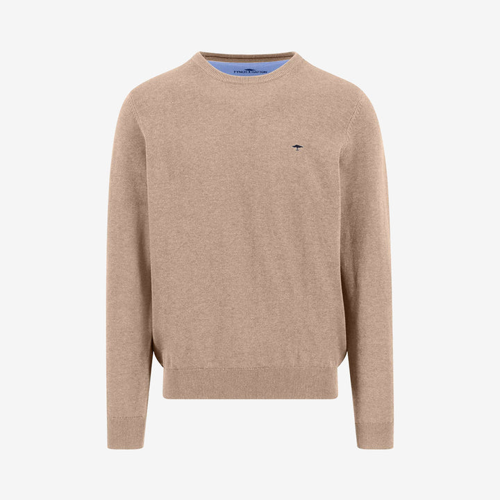 Fynch-Hatton O-Neck Superfine tröja 864 Taupe i bomull för herr