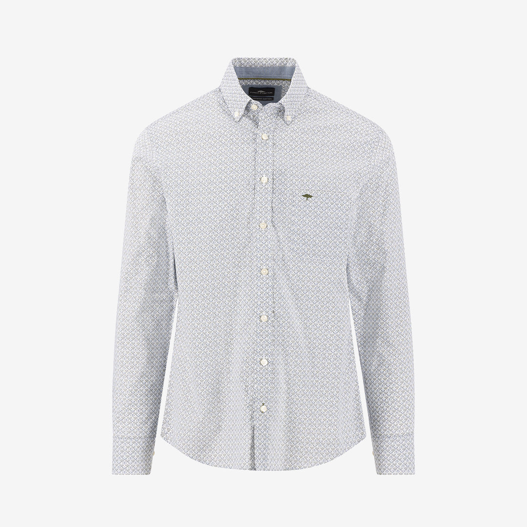 Fynch Hatton Combi Print B.D. skjorta i Moss med dekorativt mönster och button down-krage.