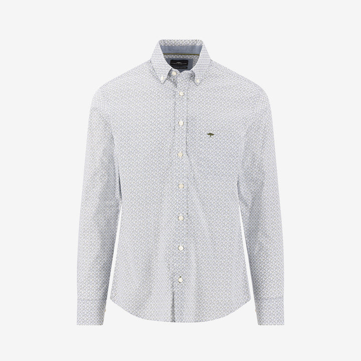 Fynch Hatton Combi Print B.D. skjorta i Moss med dekorativt mönster och button down-krage.
