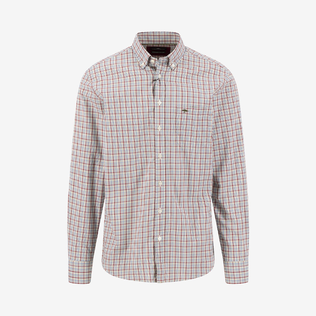 Fynch Hatton Colorful Check B.D. skjorta i Brick med färgstarkt rutmönster och button down-krage.