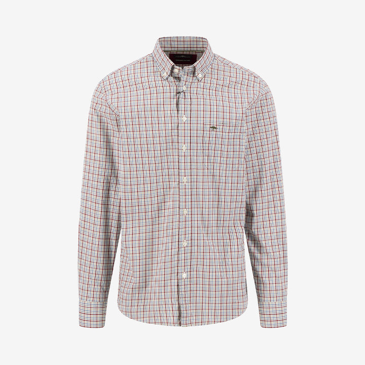 Fynch Hatton Colorful Check B.D. skjorta i Brick med färgstarkt rutmönster och button down-krage.