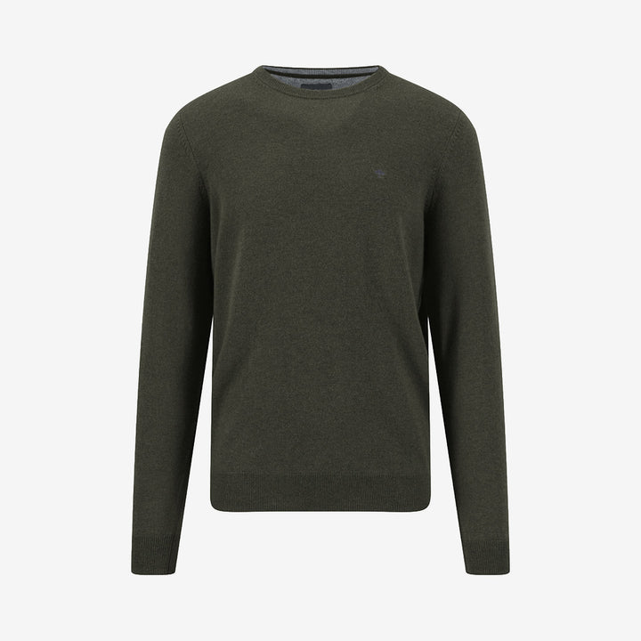 Fynch Hatton O-Neck Merino Cashmere tröja i Cypress med rund hals och mjuk kvalitet i ull och kashmir.