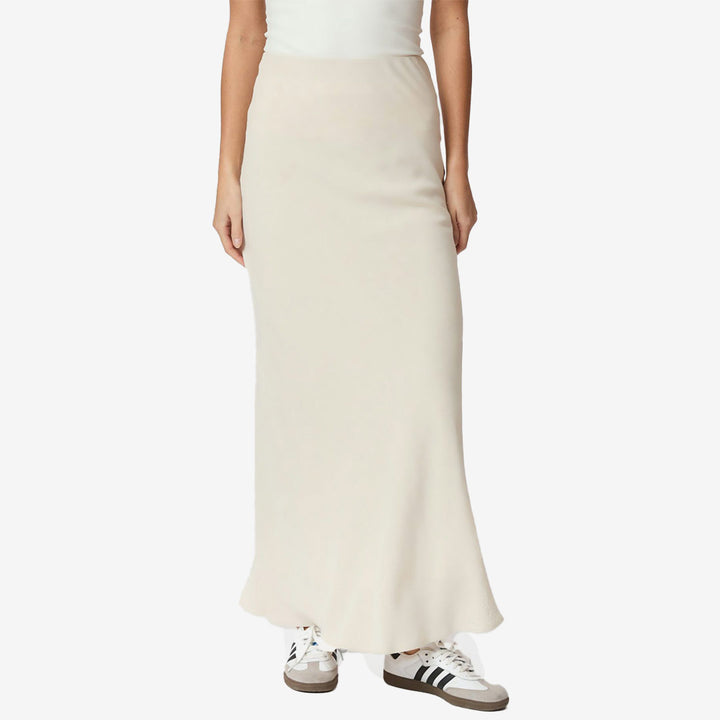 Viso Linen Skirt i naturlig färg, lång kjol i viscose- och linneblandning med elastisk midja och snedskuren siluett.