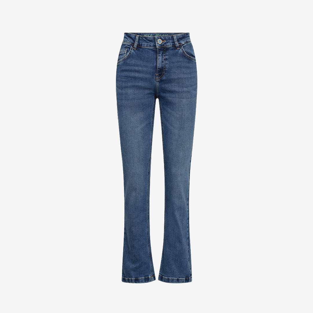 Blue MMAshley Imera Jeans från Mos Mosh med midja, lätt flare och fickor