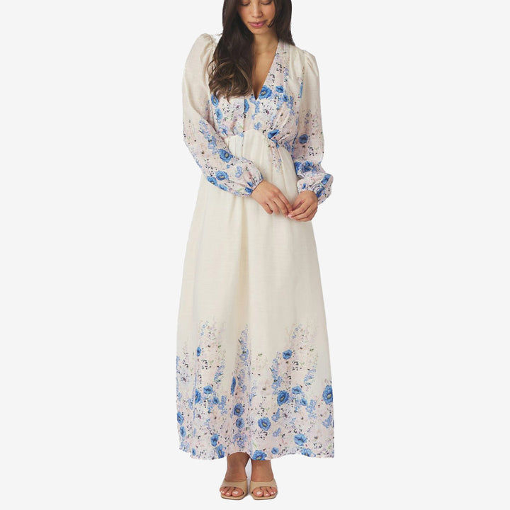 Neo Noir Silfi Flower Print Dress blue blommig maxiklänning för dam