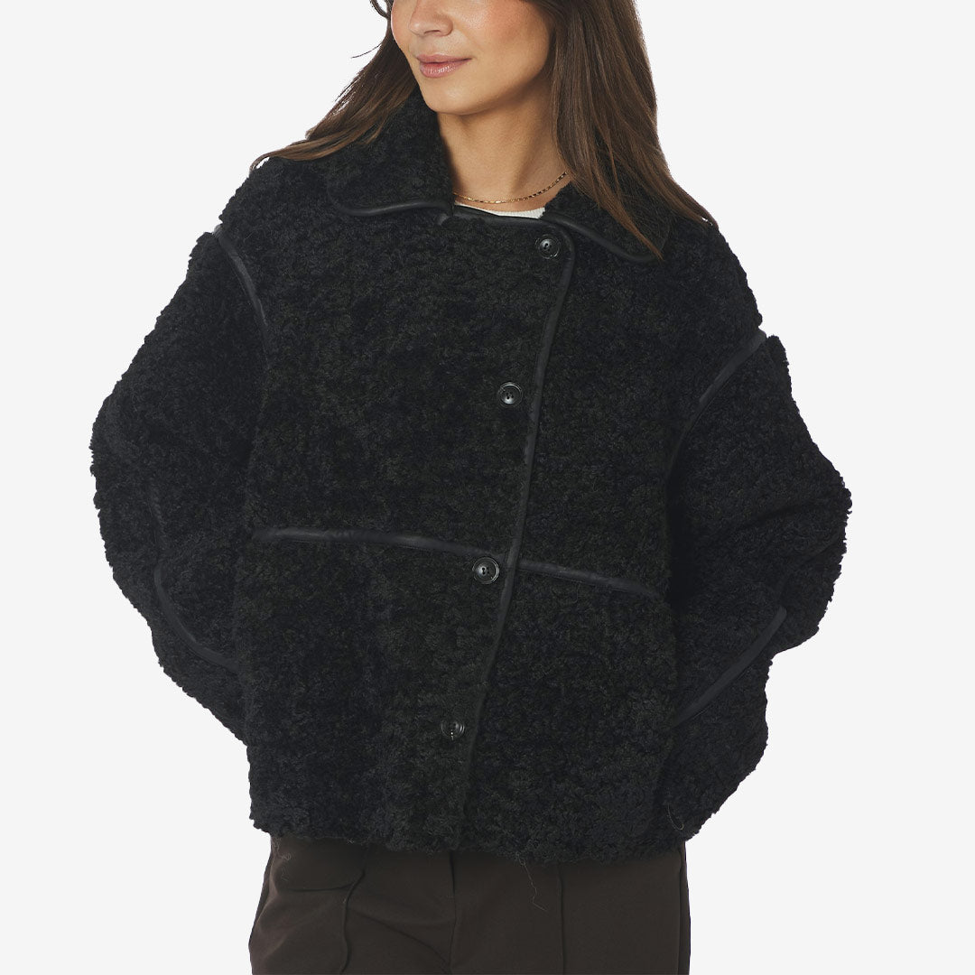 Neo Noir Castor Faux Fur Jacket dam Black 164862