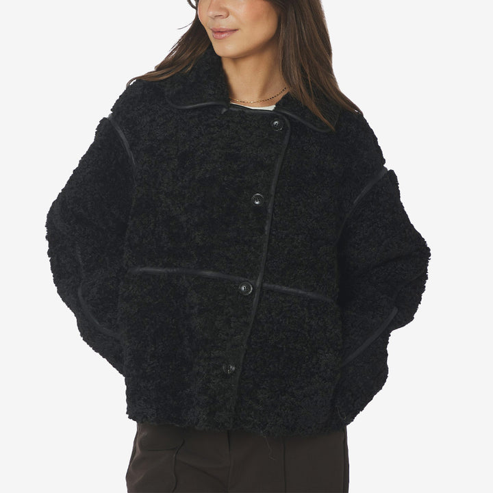 Neo Noir Castor Faux Fur Jacket dam Black 164862