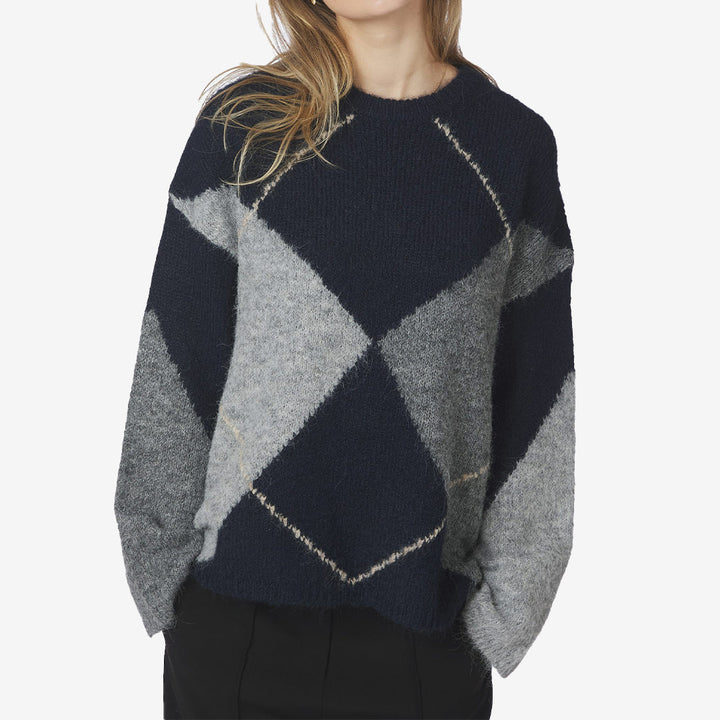 Inga Check Fluff Knit Blouse