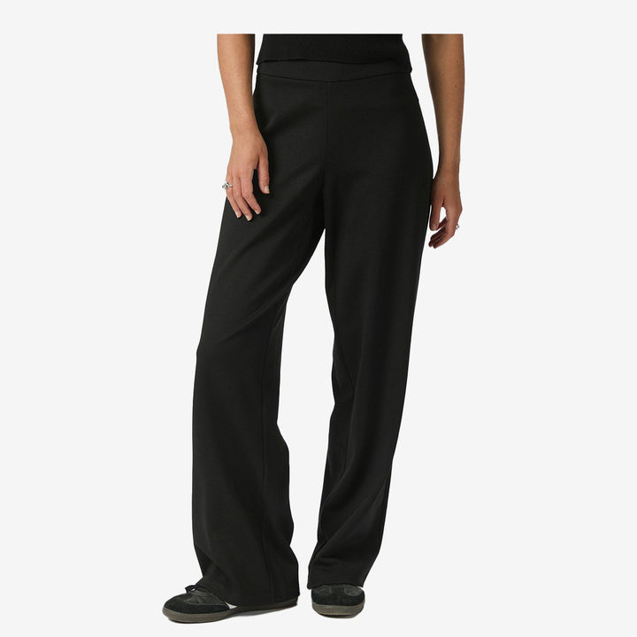 Svarta byxor med hög midja, vida ben och sidodragkedja – Debra Stretch Pants