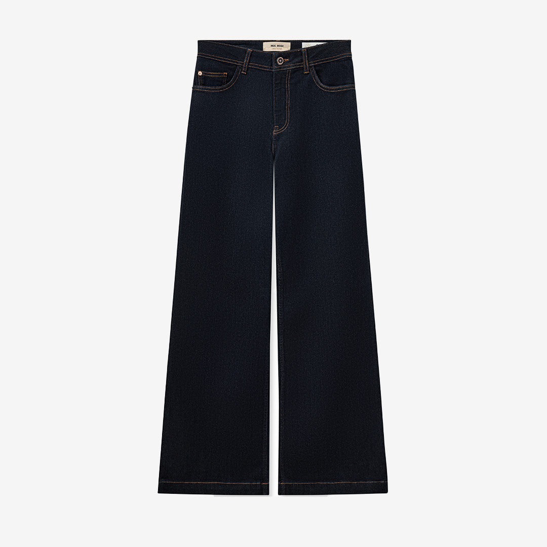 Vida jeans med hög midja och femficksdesign i mörk denim – dammodell
