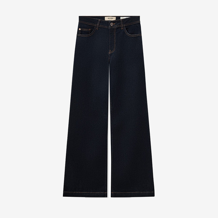 Vida jeans med hög midja och femficksdesign i mörk denim – dammodell
