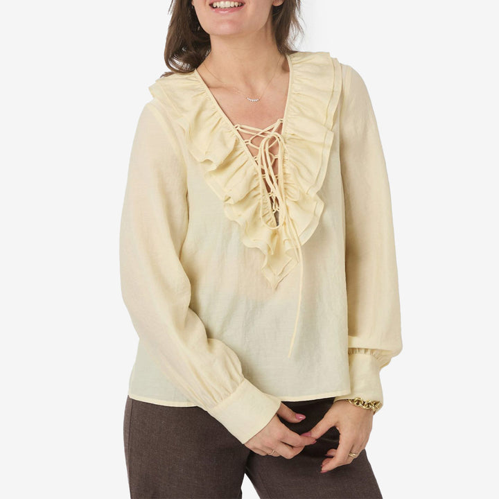 Katarina Crepe Ruffle Blouse