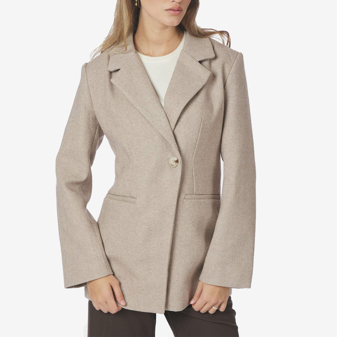 Neo Noir Bowie Herringbone blazer sand skräddarsydd kavaj för dam
