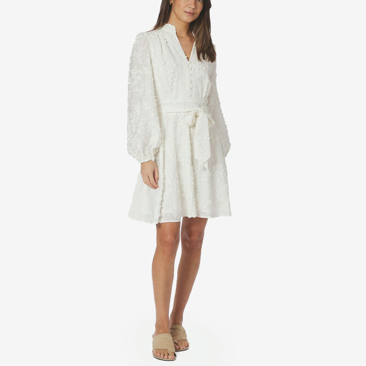 Neo Noir Monnie Embroidery Dress white kort broderad klänning för dam med hög hals