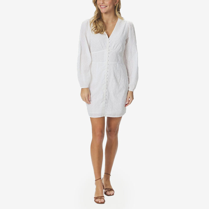 Neo Noir Mabel Embroidery Dress white kort broderad klänning för dam med v-ringning