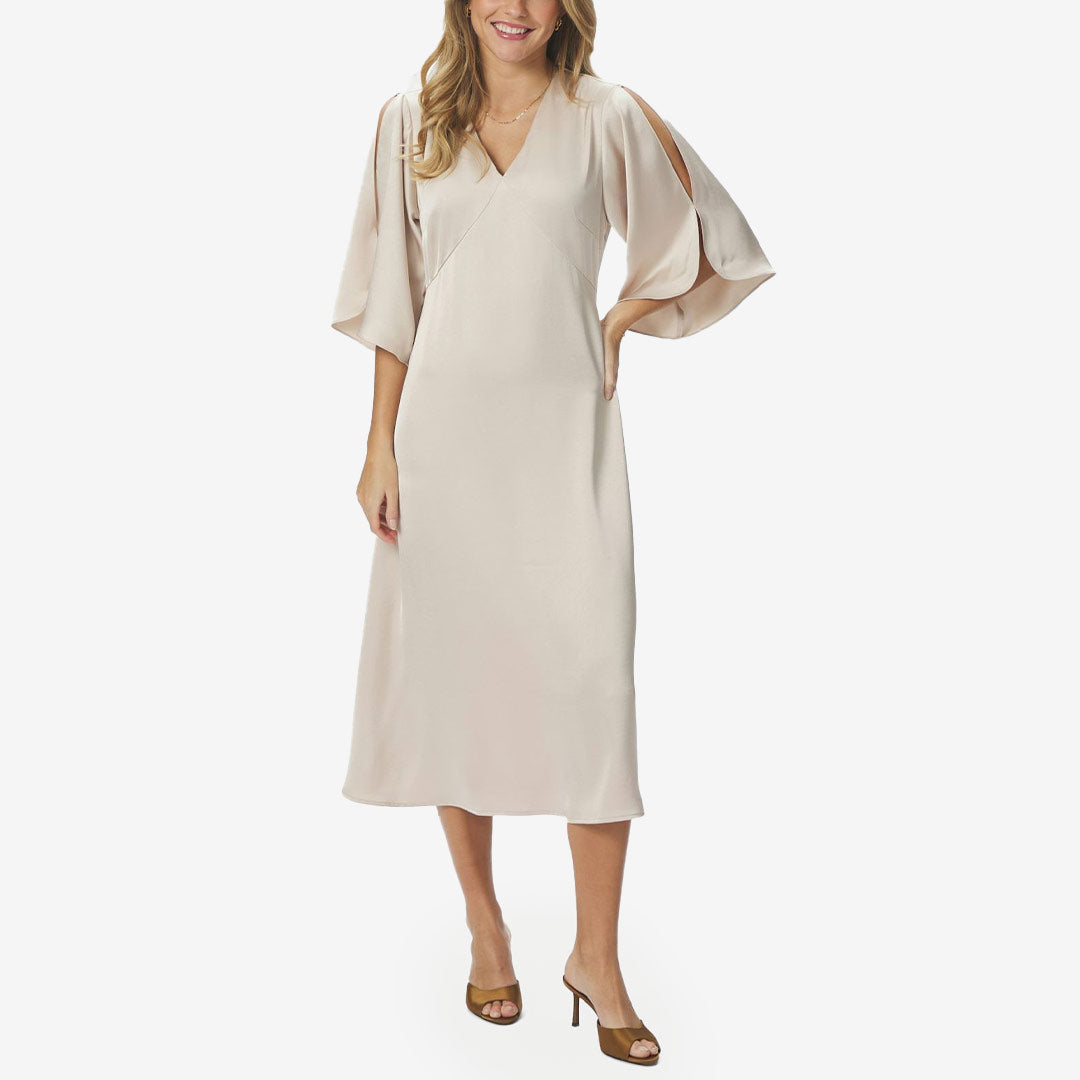 Neo Noir Remara Heavy Sateen Dress champagne elegant klänning för dam med v-ringning