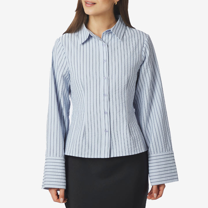 Neo Noir Rosa Striped Crepe Shirt dam Blue 169301