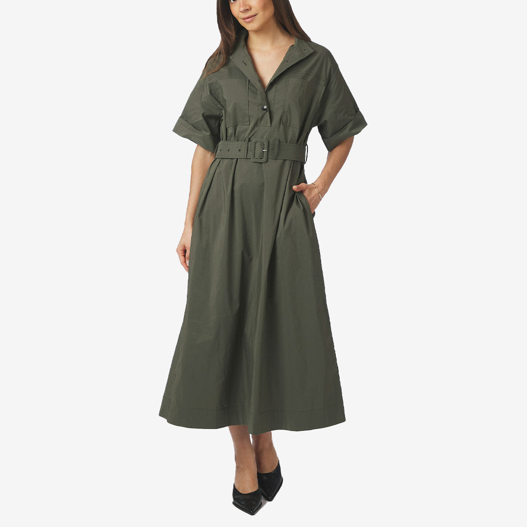 Neo Noir Cina Poplin Dress dam Army 170039