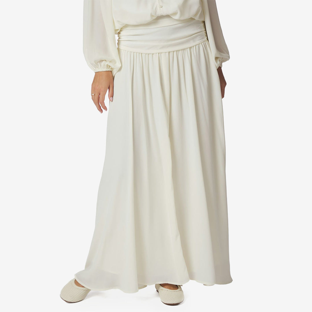 Neo Noir Morien Woven Maxi Skirt i off white med drapering upptill och flödande maxilängd för dam