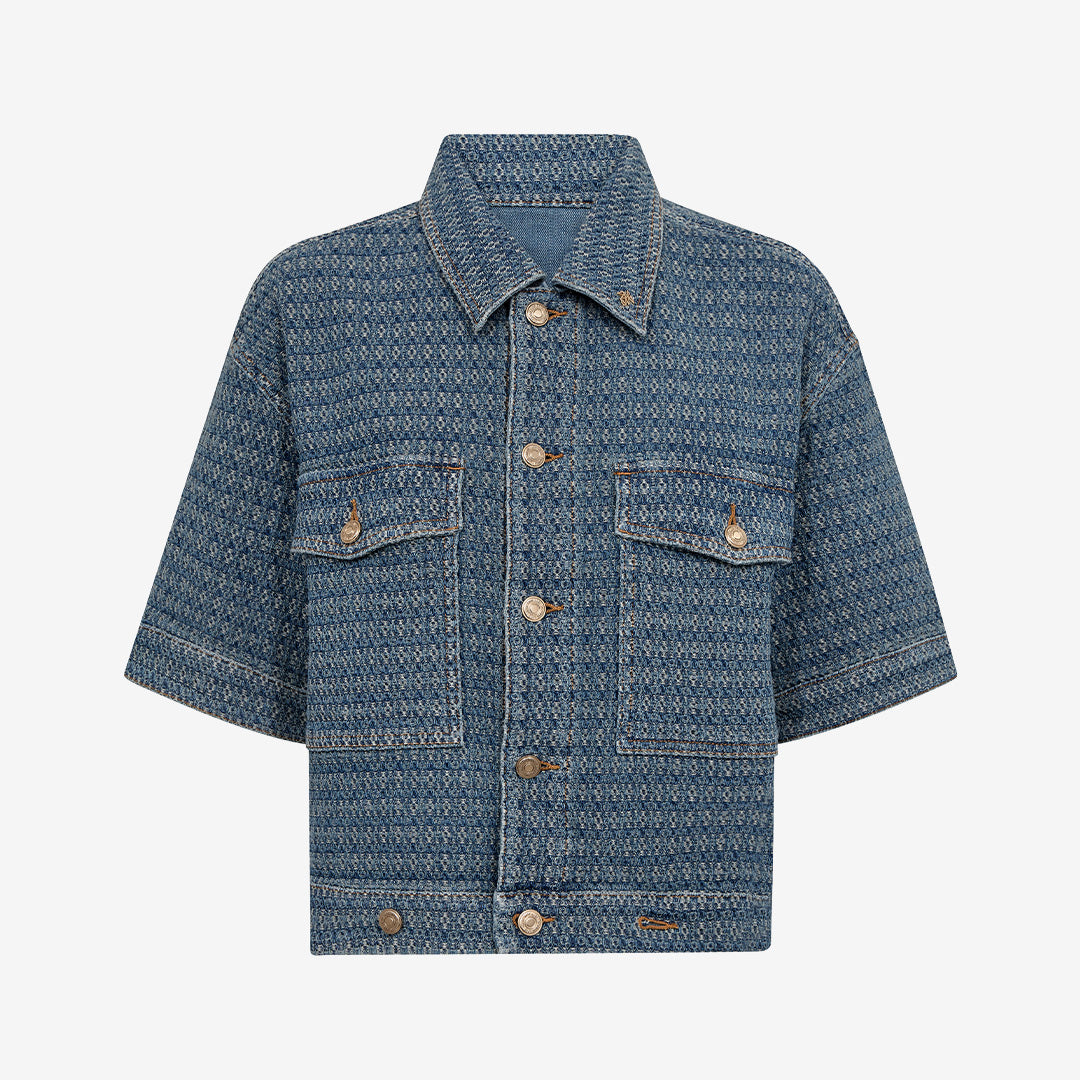 Blue MMEbba Bobble Jacket i bomull med avslappnad passform och texturerad bobble-yta