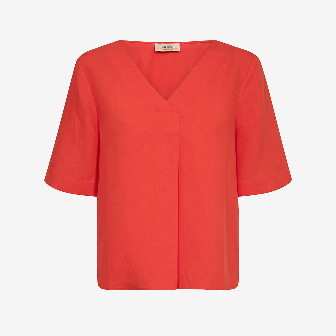MMRaina Alexis Blouse i Spicy Orange i lyocell- och linneblandning med avslappnad passform