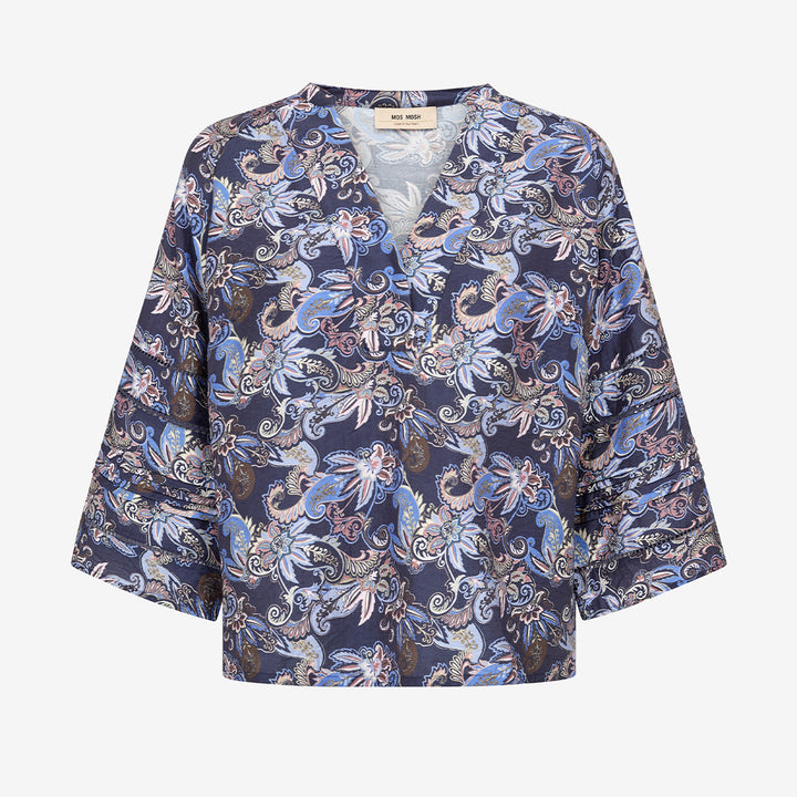 MMAleysa Paisley Blouse i Crown Blue med paisleymönster och regular fit