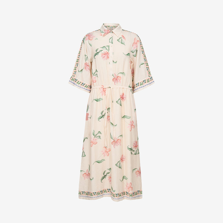 MMBunno Big Orchid Dress i ecru med regular fit och mjuk LENZING™ ECOVERO™ viskos, maxi-längd