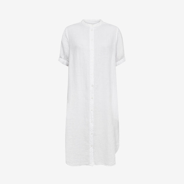 Mos Mosh 177990 MMArleth SS Linen Dress i vit 100% linne med avslappnad passform för dam