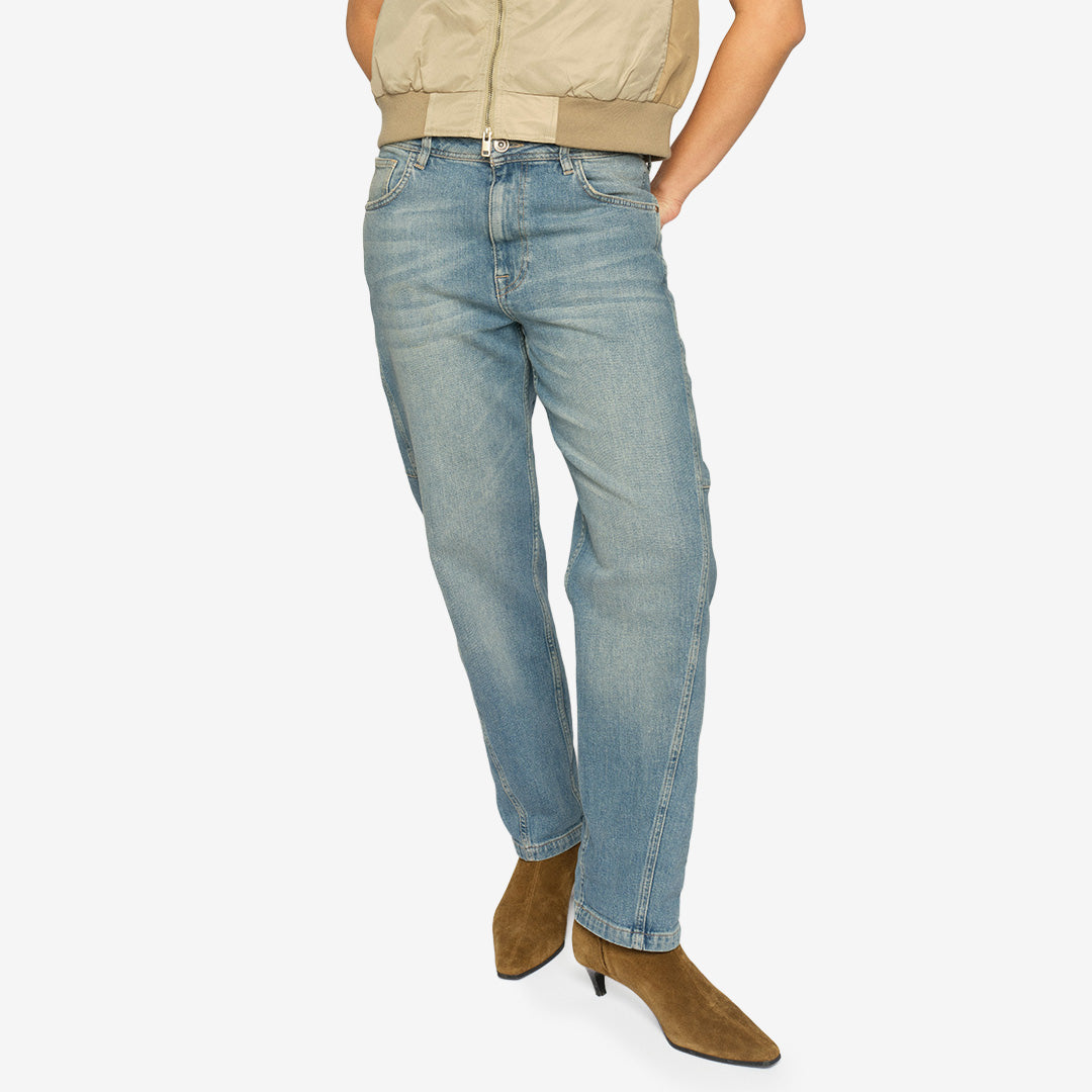 Blå boyfriend-jeans MMAymen Galleon Jeans från Mos Mosh i bomull och elastan, färg vintage blue