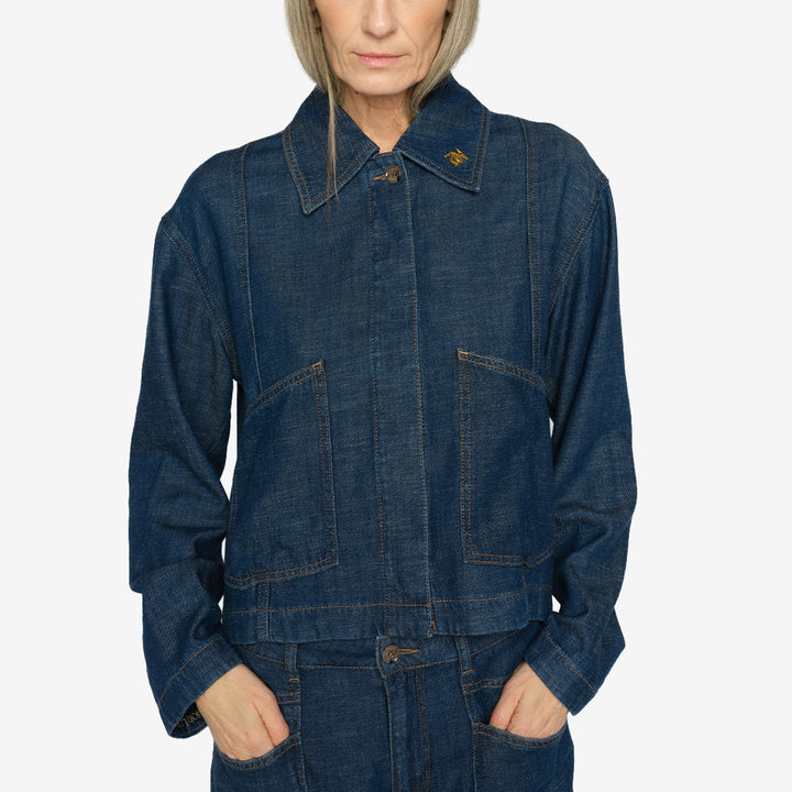 Mörkblå jacka MMEyla Arge Jacket från Mos Mosh i Lyocell, bomull och linne, färg dark blue